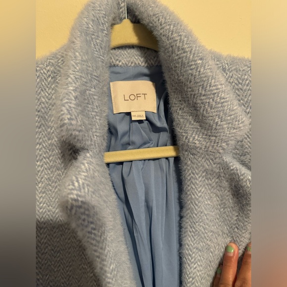 LOFT Cozy Herringbone Coat Cotton Blue Size XXS - Picture 8 of 15